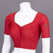 Maroon Slub Cotton Embroidered Blouse 