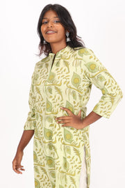 Green Handblock Vanaspati Printed Cotton Kurta