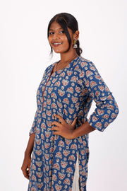 Blue Jahota Hand Block Cotton Kurta