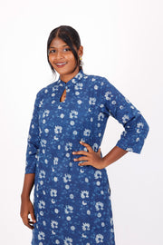 Blue Jahota Hand Block Cotton Kurta