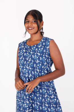 Blue Jahota Hand Block Cotton Kurta 