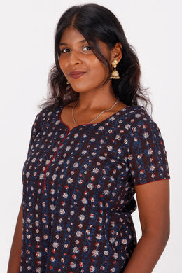 Brown Coffee Jahota Hand Block Cotton Kurti 10072358