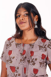  Dusty Gray Jahota Hand Block Cotton Kurti 10072360
