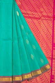 Teal Green Light Weight Kanchipuram Pure Silk Saree 10072806