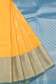 Yellow Handloom Kanjivaram Blended Silk Saree 10072899