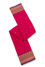 Bright Pink Handloom Chettinad Cotton Saree 10077309