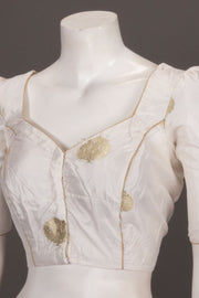 Cream Banarasi Katan Silk Blouse 10073414