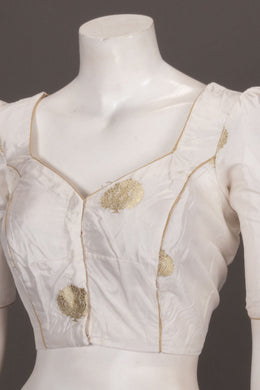 Cream Banarasi Katan Silk Blouse 10073414