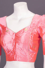 Peach Orange Banarasi Katan Silk Blouse 10073415