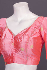 Peach Orange Banarasi Katan Silk Blouse 10073420