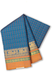 Blue Thousand Buttas Chettinad Cotton Saree 10073622