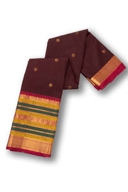 Brown Kanjivara Vegan Silk Saree with Contrast Pallu 10073869
