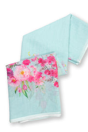 Blue Floral Printed Linen Saree 10074023