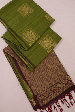 Green Jute Weave Kanjivaram Vegan Silk Saree 10074635