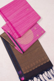 Pink Jute Weave Kanjivaram Vegan Silk Saree 10074637