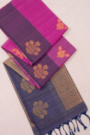 Magenta Jute Weave Kanjivaram Vegan Silk Saree 10074640
