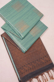 Green Jute Weave Kanjivaram Vegan Silk Saree 10074641