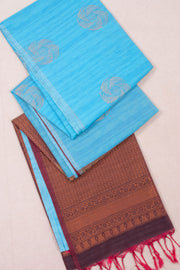 Blue Jute Weave Kanjivaram Vegan Silk Saree 10074642