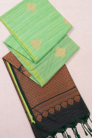 Green Jute Weave Kanjivaram Vegan Silk Saree 10074643
