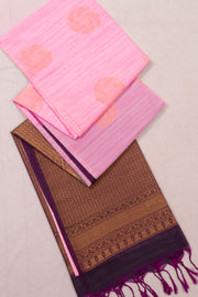 Pink Jute Weave Kanjivaram Vegan Silk Saree 10074645