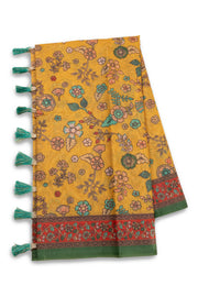 Yellow Kalamkari Printed Malai Cotton Saree 10074679