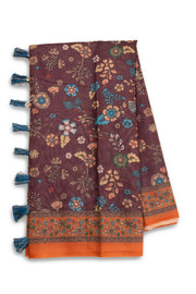 Brown Kalamkari Printed Malai Cotton Saree 10074691