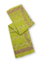 Green Hand Block Print Kota Cotton Saree 10074697