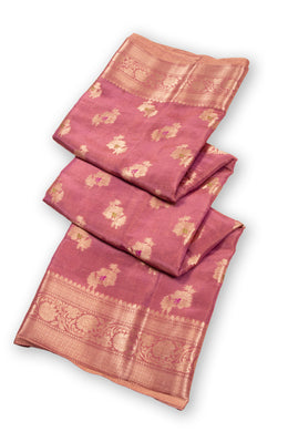 Pink Banarasi Tissue Silk Saree 10074698
