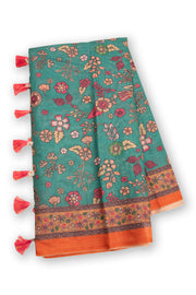 Green Kalamkari Printed Malai Cotton Saree 10074700