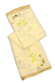 Yellow Hand Painted Chiffon Saree 10074701