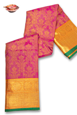 Cherry Magenta Bridal Kanjivaram Tissue Silk Pure Zari Saree 10074751