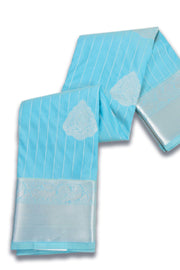 Blue Kanjivaram Vegan Silk Saree with Contrast Pallu 10074867