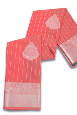 Peach Kanjivaram Vegan Silk Saree with Contrast Pallu 10074868