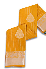 Yellow Kanjivaram Vegan Silk Saree with Contrast Pallu 10074870