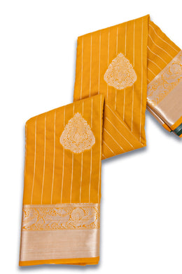Yellow Kanjivaram Vegan Silk Saree with Contrast Pallu 10074870