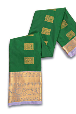 Green Kanjivaram Vegan Silk Saree with Contrast Pallu 10074873