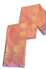 Peach Kanjivaram Vegan Silk Saree with Contrast Pallu 10074875