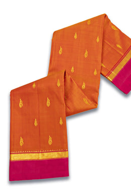 Orange Kanjivaram Pure Silk Saree with Contrast Pallu 10074886