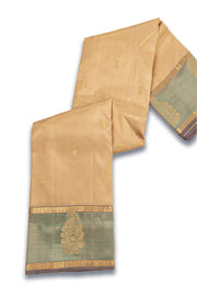 Beige Kanjivaram Pure Silk Saree with Contrast Pallu 10074895
