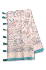 Cream Kalamkari Kantha Printed Malai Cotton Saree 10074902