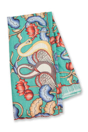 Green Printed Kalamkari Semi Tussar Silk Saree 10074913