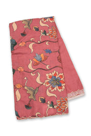 Pink Printed Kalamkari Semi Tussar Silk Saree 10074914