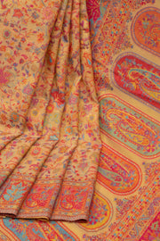 Cream Handloom Kashmir Kani Silk Saree 10075403