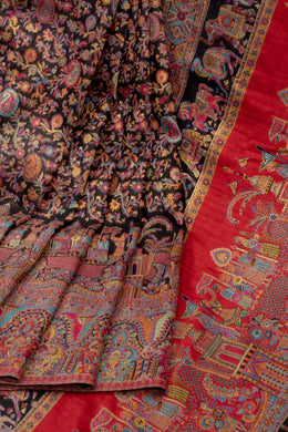 Black Handloom Kashmir Kani Silk Saree 10075405