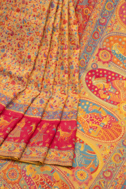Yellow Handloom Kashmir Kani Silk Saree 10075406