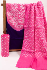 Pink Bandhani Mirror Work 3 Piece Salwar Suit Material 10075467