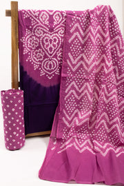 Purple Bandhani Mukaish Embroidery 3 -  Piece Salwar Suit Material 10075470