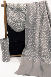 Grey Bandhani Mukaish Embroidery 3 Piece Salwar Suit Material 10075474