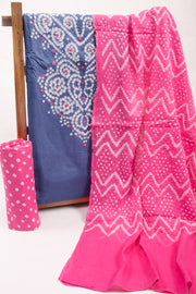 Blue Bandhani Mirror Work 3 Piece Salwar Suit Material 10075476