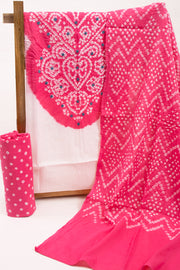 Pink Bandhani Mirror Work 3 - Piece Salwar Suit Material 10075481